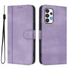 For Samsung Galaxy A73 5G Line Splicing Buckle Retro Leather Phone Case(Purple) - 2