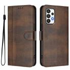For Samsung Galaxy A73 5G Line Splicing Buckle Retro Leather Phone Case(Brown) - 2