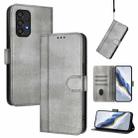 For Samsung Galaxy A33 5G Line Splicing Buckle Retro Leather Phone Case(Grey) - 1