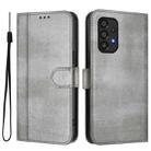 For Samsung Galaxy A33 5G Line Splicing Buckle Retro Leather Phone Case(Grey) - 2