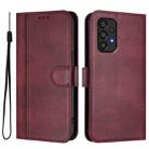 For Samsung Galaxy A33 5G Line Splicing Buckle Retro Leather Phone Case(Wine Red) - 2