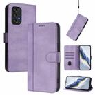 For Samsung Galaxy A33 5G Line Splicing Buckle Retro Leather Phone Case(Purple) - 1