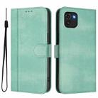 For Samsung Galaxy A03 166mm Line Splicing Buckle Retro Leather Phone Case(Mint Green) - 2