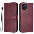 For Samsung Galaxy A03 166mm Line Splicing Buckle Retro Leather Phone Case(Wine Red) - 2