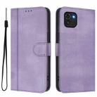 For Samsung Galaxy A03 164mm Line Splicing Buckle Retro Leather Phone Case(Purple) - 2