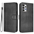 For Samsung Galaxy A52 4G / 5G Line Splicing Buckle Retro Leather Phone Case(Black) - 2