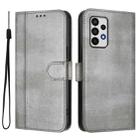 For Samsung Galaxy A52 4G / 5G Line Splicing Buckle Retro Leather Phone Case(Grey) - 2