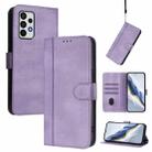 For Samsung Galaxy A52 4G / 5G Line Splicing Buckle Retro Leather Phone Case(Purple) - 1