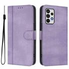 For Samsung Galaxy A52 4G / 5G Line Splicing Buckle Retro Leather Phone Case(Purple) - 2