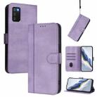 For Samsung Galaxy A03s 164mm Line Splicing Buckle Retro Leather Phone Case(Purple) - 1