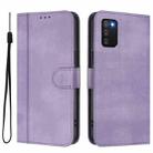 For Samsung Galaxy A03s 164mm Line Splicing Buckle Retro Leather Phone Case(Purple) - 2
