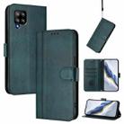 For Samsung Galaxy A42 5G / M42 Line Splicing Buckle Retro Leather Phone Case(Dark Green) - 1