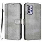 For Samsung Galaxy A32 4G Line Splicing Buckle Retro Leather Phone Case(Grey) - 2