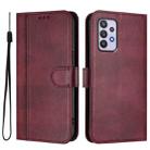 For Samsung Galaxy A32 4G Line Splicing Buckle Retro Leather Phone Case(Wine Red) - 2