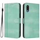 For Samsung Galaxy A02 / M02 Line Splicing Buckle Retro Leather Phone Case(Mint Green) - 2