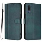 For Samsung Galaxy A02 / M02 Line Splicing Buckle Retro Leather Phone Case(Dark Green) - 2