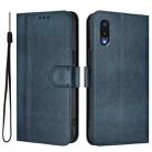 For Samsung Galaxy A02 / M02 Line Splicing Buckle Retro Leather Phone Case(Dark Blue) - 2