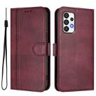 For Samsung Galaxy A72 4G / 5G Line Splicing Buckle Retro Leather Phone Case(Wine Red) - 2