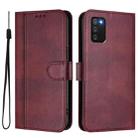 For Samsung Galaxy A02s 166mm Line Splicing Buckle Retro Leather Phone Case(Wine Red) - 2