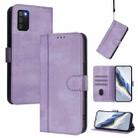 For Samsung Galaxy A02s 164mm Line Splicing Buckle Retro Leather Phone Case(Purple) - 1