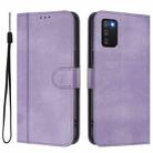 For Samsung Galaxy A02s 164mm Line Splicing Buckle Retro Leather Phone Case(Purple) - 2