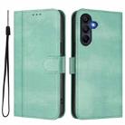 For Samsung Galaxy A17 5G Line Splicing Buckle Retro Leather Phone Case(Mint Green) - 2