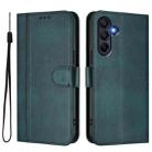 For Samsung Galaxy A17 5G Line Splicing Buckle Retro Leather Phone Case(Dark Green) - 2