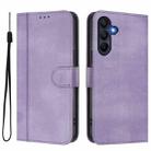 For Samsung Galaxy A17 5G Line Splicing Buckle Retro Leather Phone Case(Purple) - 2
