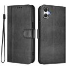 For Samsung Galaxy A07 4G Line Splicing Buckle Retro Leather Phone Case(Black) - 2
