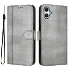 For Samsung Galaxy A07 4G Line Splicing Buckle Retro Leather Phone Case(Grey) - 2