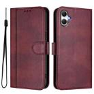 For Samsung Galaxy A07 4G Line Splicing Buckle Retro Leather Phone Case(Wine Red) - 2