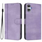 For Samsung Galaxy A07 4G Line Splicing Buckle Retro Leather Phone Case(Purple) - 2