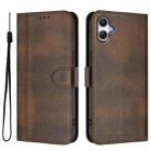 For Samsung Galaxy A07 4G Line Splicing Buckle Retro Leather Phone Case(Brown) - 2