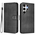 For Samsung Galaxy S25 Ultra 5G Line Splicing Buckle Retro Leather Phone Case(Black) - 2