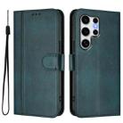For Samsung Galaxy S25 Ultra 5G Line Splicing Buckle Retro Leather Phone Case(Dark Green) - 2