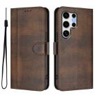 For Samsung Galaxy S25 Ultra 5G Line Splicing Buckle Retro Leather Phone Case(Brown) - 2