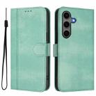 For Samsung Galaxy S25+ / S24+ 5G Line Splicing Buckle Retro Leather Phone Case(Mint Green) - 2