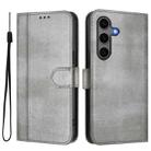 For Samsung Galaxy S25+ / S24+ 5G Line Splicing Buckle Retro Leather Phone Case(Grey) - 2