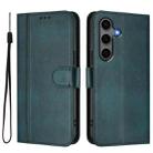 For Samsung Galaxy S25+ / S24+ 5G Line Splicing Buckle Retro Leather Phone Case(Dark Green) - 2