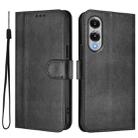 For Samsung Galaxy S25 Edge 5G Line Splicing Buckle Retro Leather Phone Case(Black) - 2
