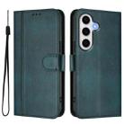 For Samsung Galaxy S24 FE 5G Line Splicing Buckle Retro Leather Phone Case(Dark Green) - 2