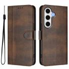 For Samsung Galaxy S24 FE 5G Line Splicing Buckle Retro Leather Phone Case(Brown) - 2