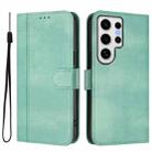 For Samsung Galaxy S24 Ultra 5G Line Splicing Buckle Retro Leather Phone Case(Mint Green) - 2