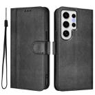 For Samsung Galaxy S24 Ultra 5G Line Splicing Buckle Retro Leather Phone Case(Black) - 2