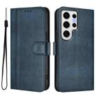 For Samsung Galaxy S24 Ultra 5G Line Splicing Buckle Retro Leather Phone Case(Dark Blue) - 2