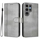 For Samsung Galaxy S23 Ultra 5G Line Splicing Buckle Retro Leather Phone Case(Grey) - 2