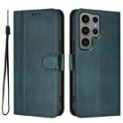 For Samsung Galaxy S23 Ultra 5G Line Splicing Buckle Retro Leather Phone Case(Dark Green) - 2