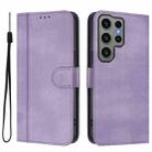 For Samsung Galaxy S23 Ultra 5G Line Splicing Buckle Retro Leather Phone Case(Purple) - 2