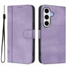 For Samsung Galaxy S23 FE 5G Line Splicing Buckle Retro Leather Phone Case(Purple) - 2