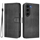For Samsung Galaxy S23 5G Line Splicing Buckle Retro Leather Phone Case(Black) - 2